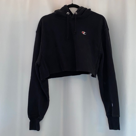 Champion Black Cropped Hoodie - Picture 1 of 3